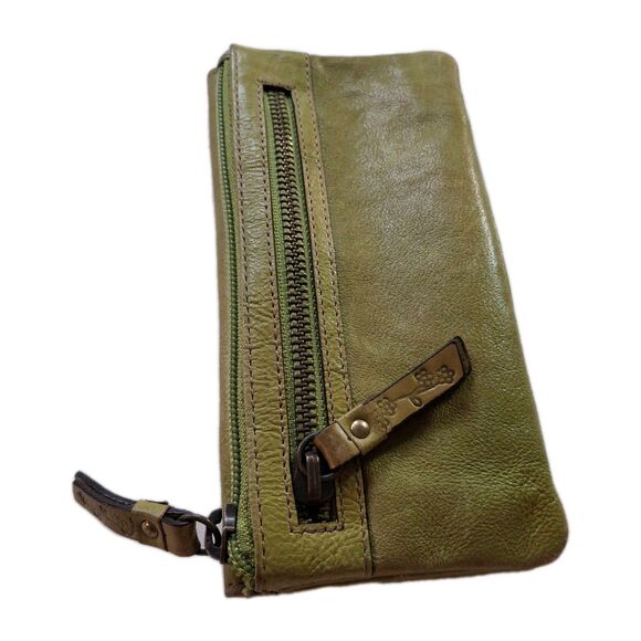Vintage Fossil Green Leather Wallet Button/Zipper Closure Coin and Card Holder - Picture 3 of 7